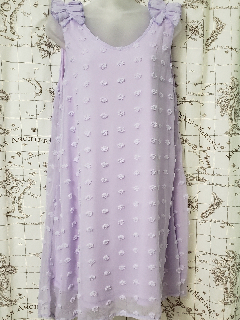 Lilac Sleeveless Swiss Dot Shift Dress - Women